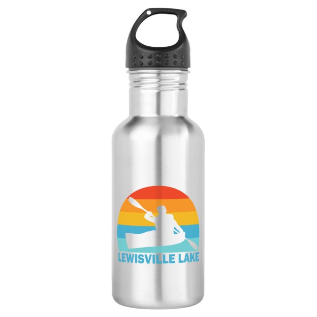 Lewisville Lake Texas Kayak Stainless Steel Water Bottle (Front)