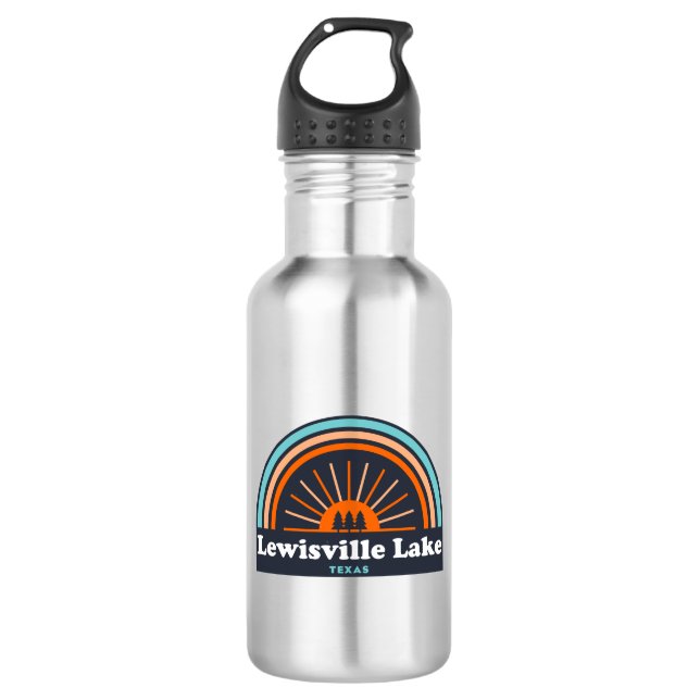 Lewisville Lake Texas Rainbow Stainless Steel Water Bottle (Front)