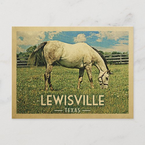 Lewisville Texas Horse Farm _ Vintage Travel Postcard