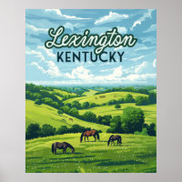 Lexington Kentucky Horses Bluegrass Farms Vintage