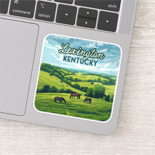 Lexington Kentucky Horses Bluegrass Farms Vintage Sticker