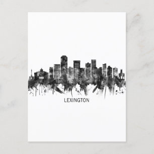 Lexington Kentucky Skyline BW Invitation Postcard
