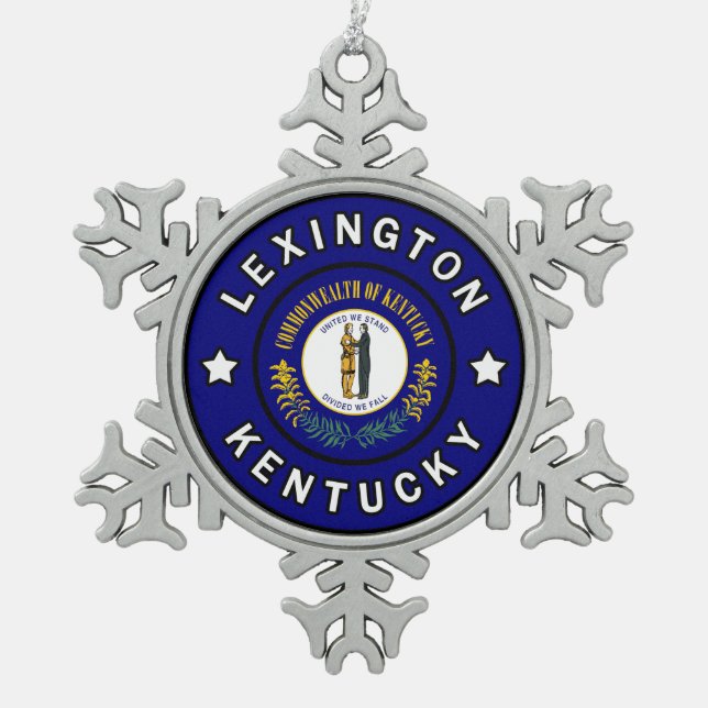Lexington Kentucky Snowflake Pewter Christmas Ornament (Front)