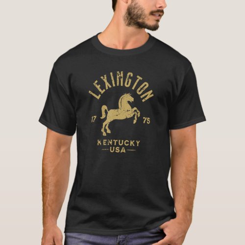 Lexington Kentucky USA Equestrian Horse Distressed T_Shirt