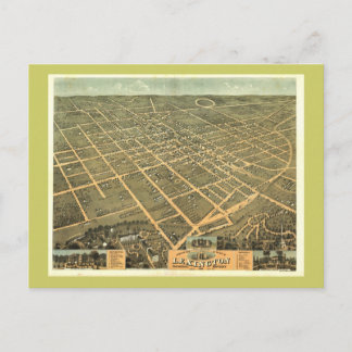 Lexington KY 1871 Antique Panoramic Map Postcard