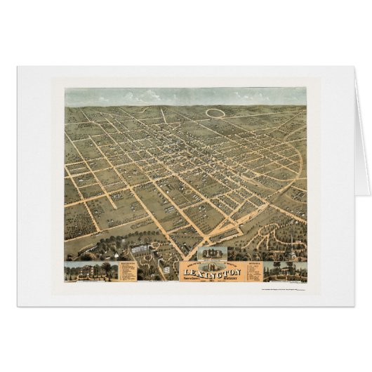 Lexington, KY Panoramic Map - 1871 Cards (Front Horizontal)