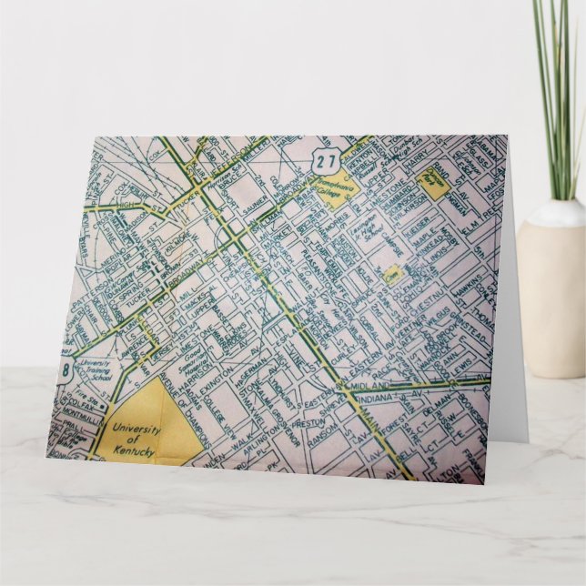 Lexington, KY Vintage Map Card (Front)