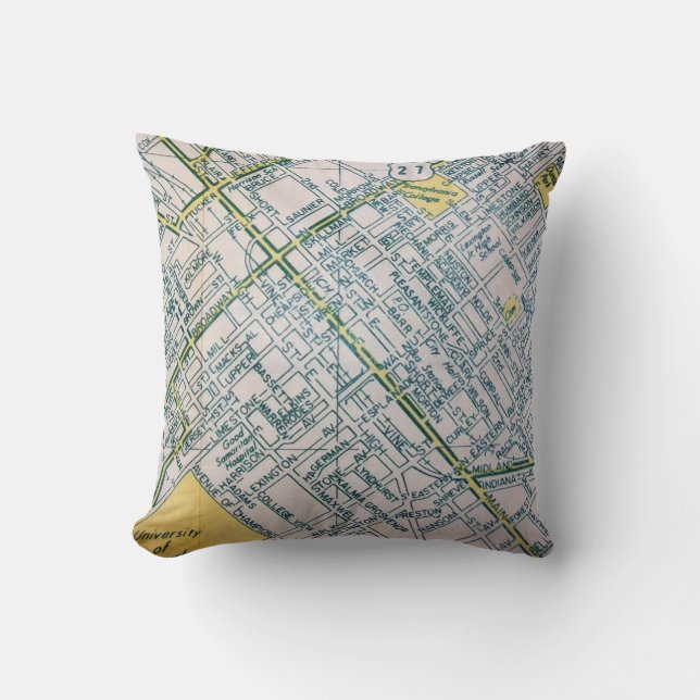LEXINGTON, KY Vintage Map Throw Pillow (Front)