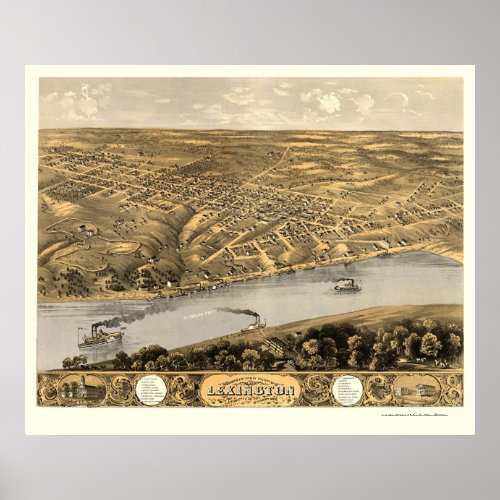 Lexington MO Panoramic Map _ 1869 Poster