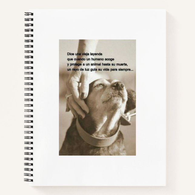 Leyenda sobre adoptar animales notebook (Front)