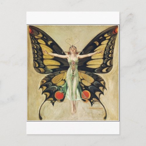 Leyendecker Butterfly Woman Postcard