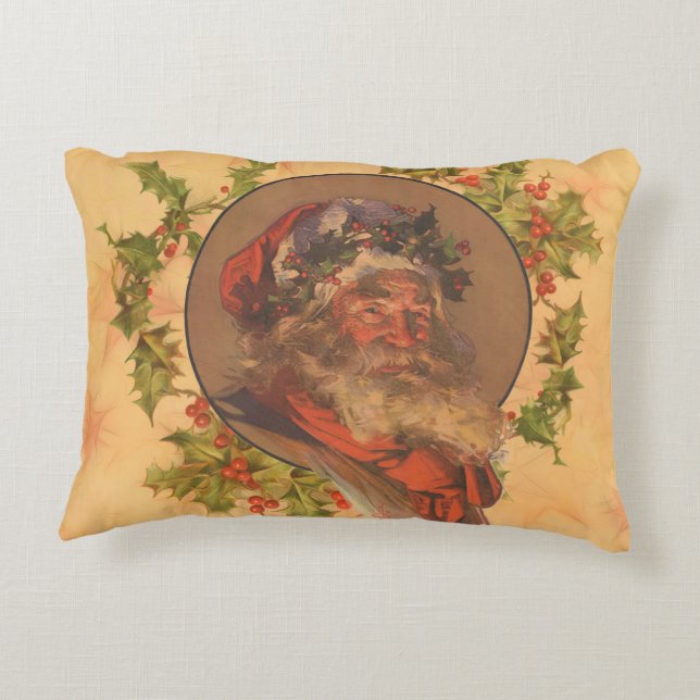 Leyendecker Father Christmas Antique Victorian Accent Pillow (Back)