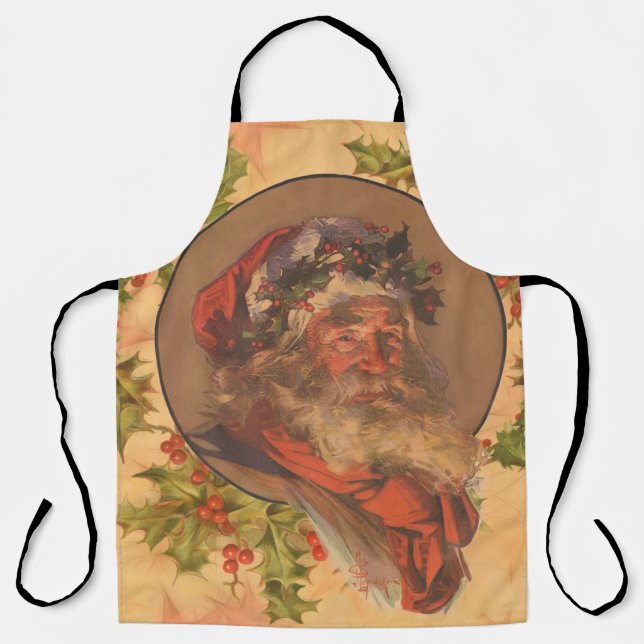 Leyendecker Father Christmas Antique Victorian Apron (Front)