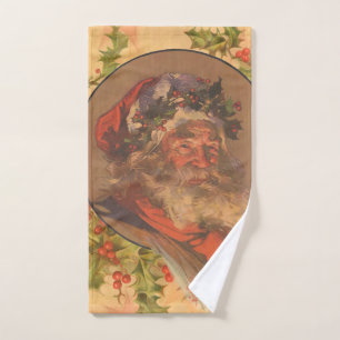 Leyendecker Father Christmas Antique Victorian Bath Towel Set
