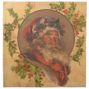 Leyendecker Father Christmas Antique Victorian Cloth Napkin