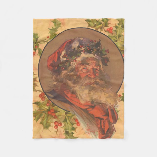 Leyendecker Father Christmas Antique Victorian Fleece Blanket (Front)