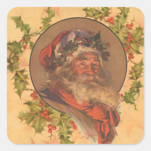 Leyendecker Father Christmas Antique Victorian Square Sticker