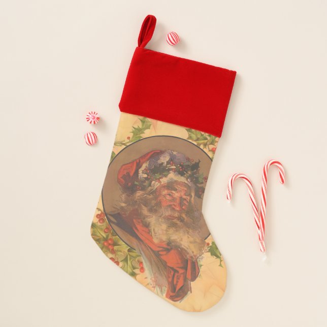 Leyendecker Father Christmas Antique Victorian Stocking (Front)