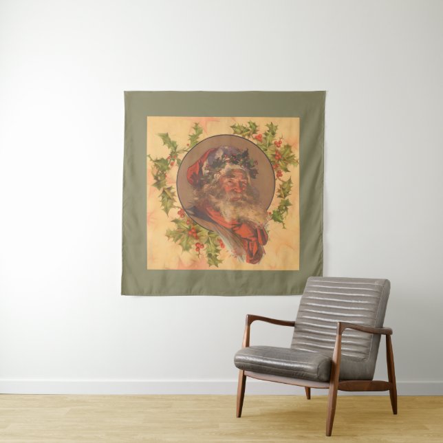 Leyendecker Father Christmas Antique Victorian Tapestry (In Situ)