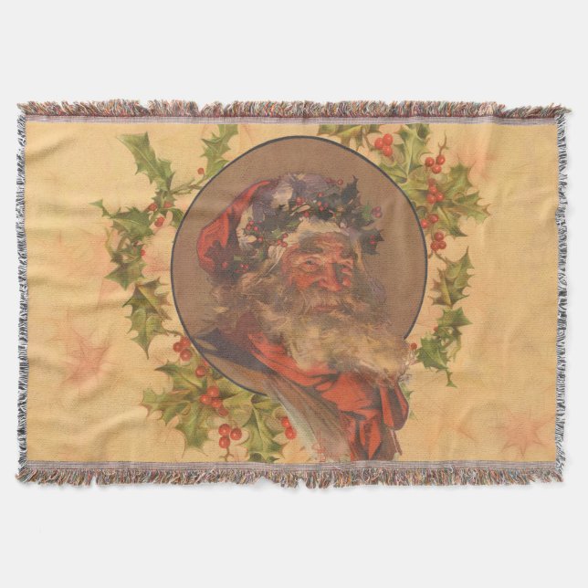 Leyendecker Father Christmas Antique Victorian Throw Blanket (Front)