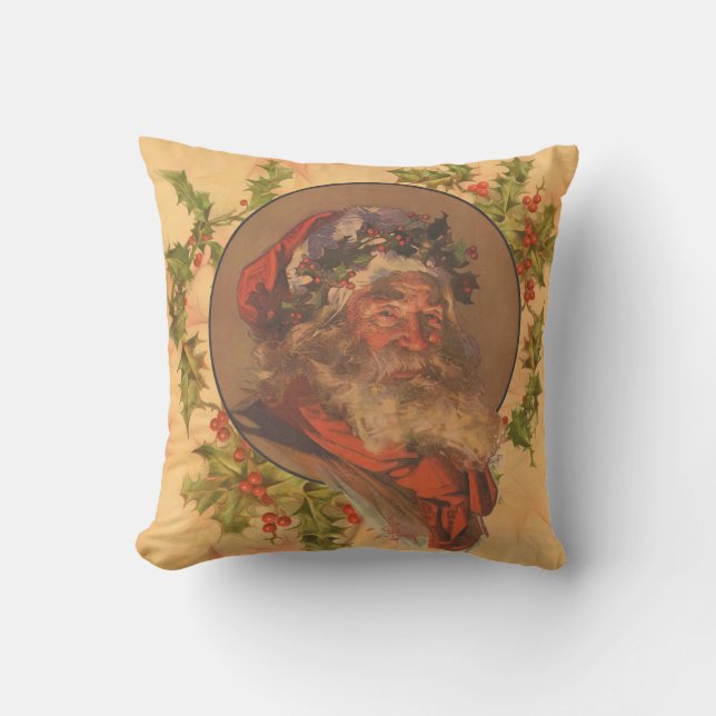 Leyendecker Father Christmas Antique Victorian Throw Pillow (Front)