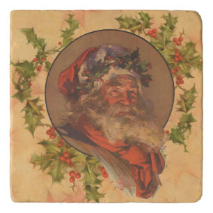 Leyendecker Father Christmas Antique Victorian Trivet