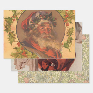 Leyendecker Father Christmas Antique Victorian Wrapping Paper Sheets