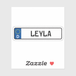 Leyla German Car License Plate Sticker