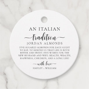 Leyton An Italian Tradition Sugared Almonds Favor Tags
