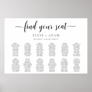 Leyton Minimal 12 Table Seating Chart Poster