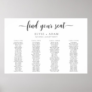 Leyton Minimal 4 Banquet Table Seating Poster