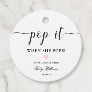 Leyton Modern Minimal Pop it Champagne Favor Tag