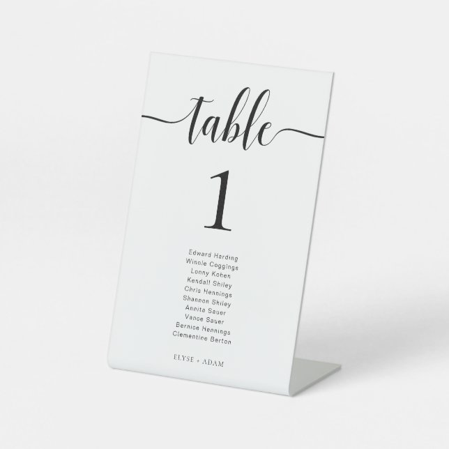Leyton Modern Minimalist Wedding Table Number Pedestal Sign (Front)