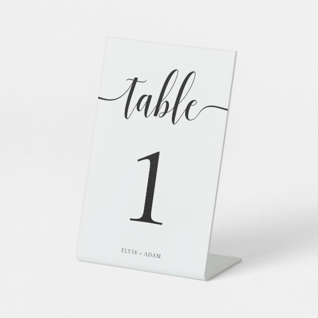 Leyton Modern Minimalist Wedding Table Number Pedestal Sign (Front)