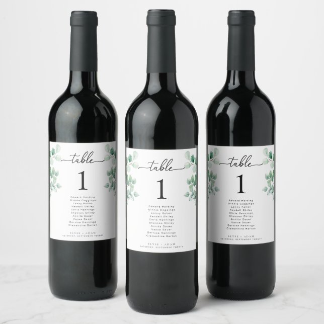 Leyton Modern Minimalist Wedding Table Wine Label (Bottles)
