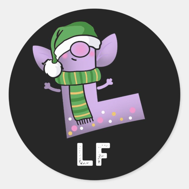 Lf Funny Letter L Pun Dark BG Classic Round Sticker (Front)