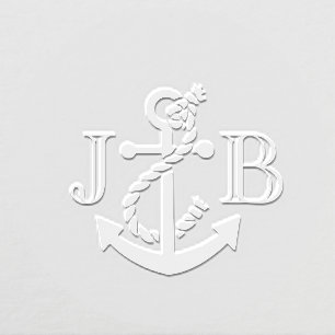 LG Anchor Couple Wedding 2 Initial Monogram #3CA Embosser