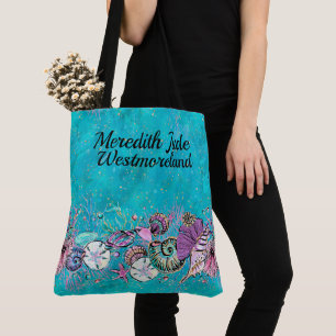 Lg. Beautiful Beach All Over Print Tote See Back Bag