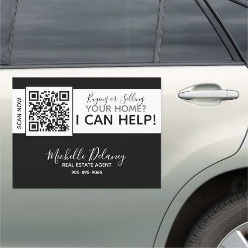 LG Black Real Estate Car Magnet with QR code