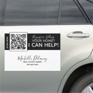 LG Black Real Estate Car Magnet with QR code