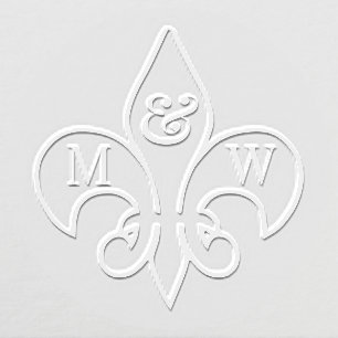 Lg Fleur de Lis #10 Couple Wedding 2 Initial Embosser