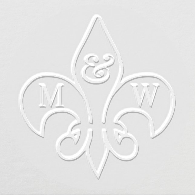 Lg Fleur de Lis #10 Couple Wedding 2 Initial Embosser (Design)