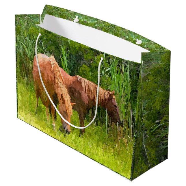 Lg GIft Bag Assateague Ponies (Back Angled)