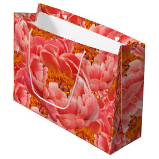 Lg Gift Bag Coral Peony