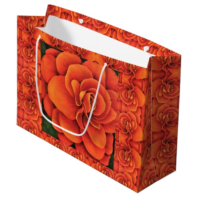 Lg Gift Bag Orange Begonia (Front Angled)