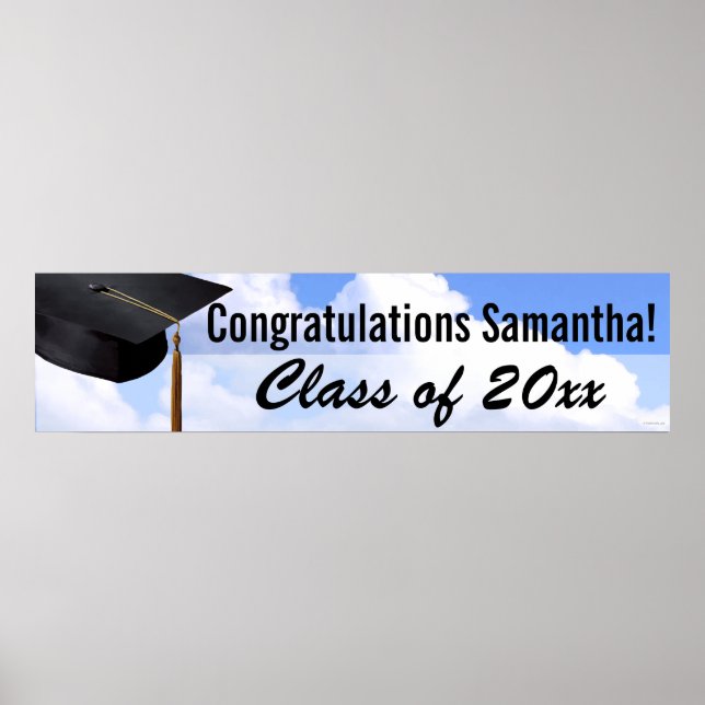 Lg Graduation Personalized Blue Sky Indoor Banner Poster (Front)