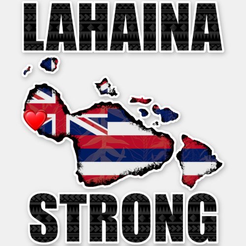 LG HEART TRBL LAHAINA STRONG HIFlag ISLANDS TILEAF Sticker