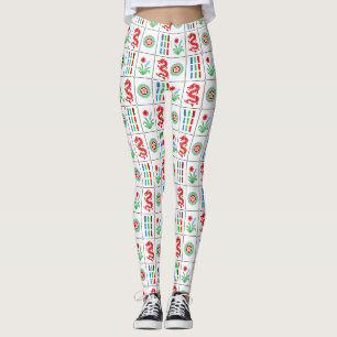 LG Mahjong Tiles #4 Red Green Blue White Leggings