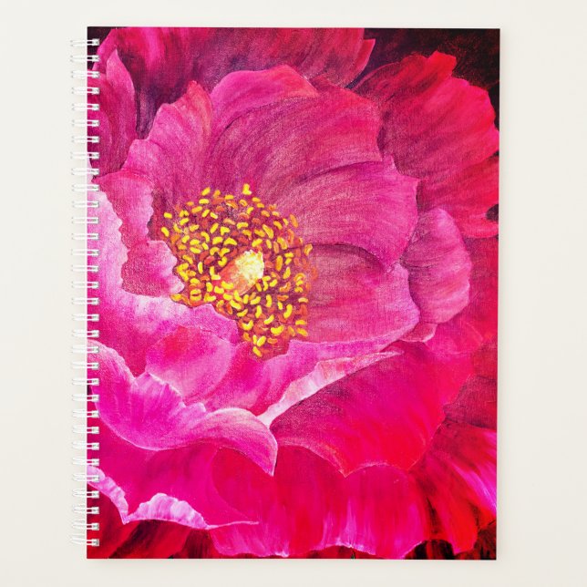 Lg Planner Pink Cactus Rose (Front)
