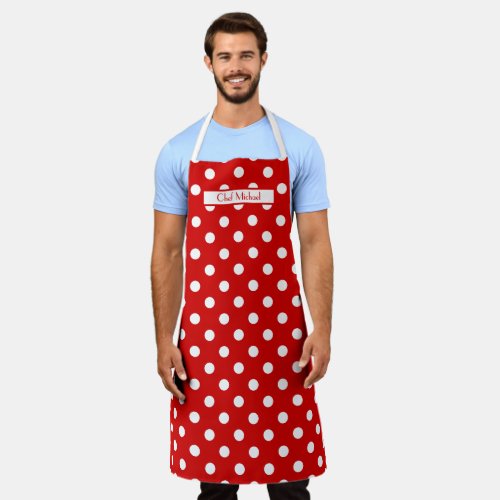 Lg Polka Dot Pattern DIY Colors Red White SV Apron